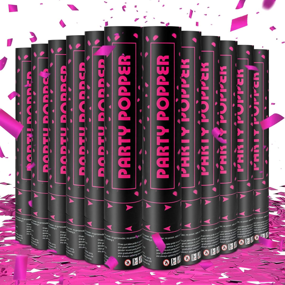 Party Poppers Confetti Cannon 12 Pack Royal Pink Confetti Popper Cannons 12Inch Mylar Shooters Foil