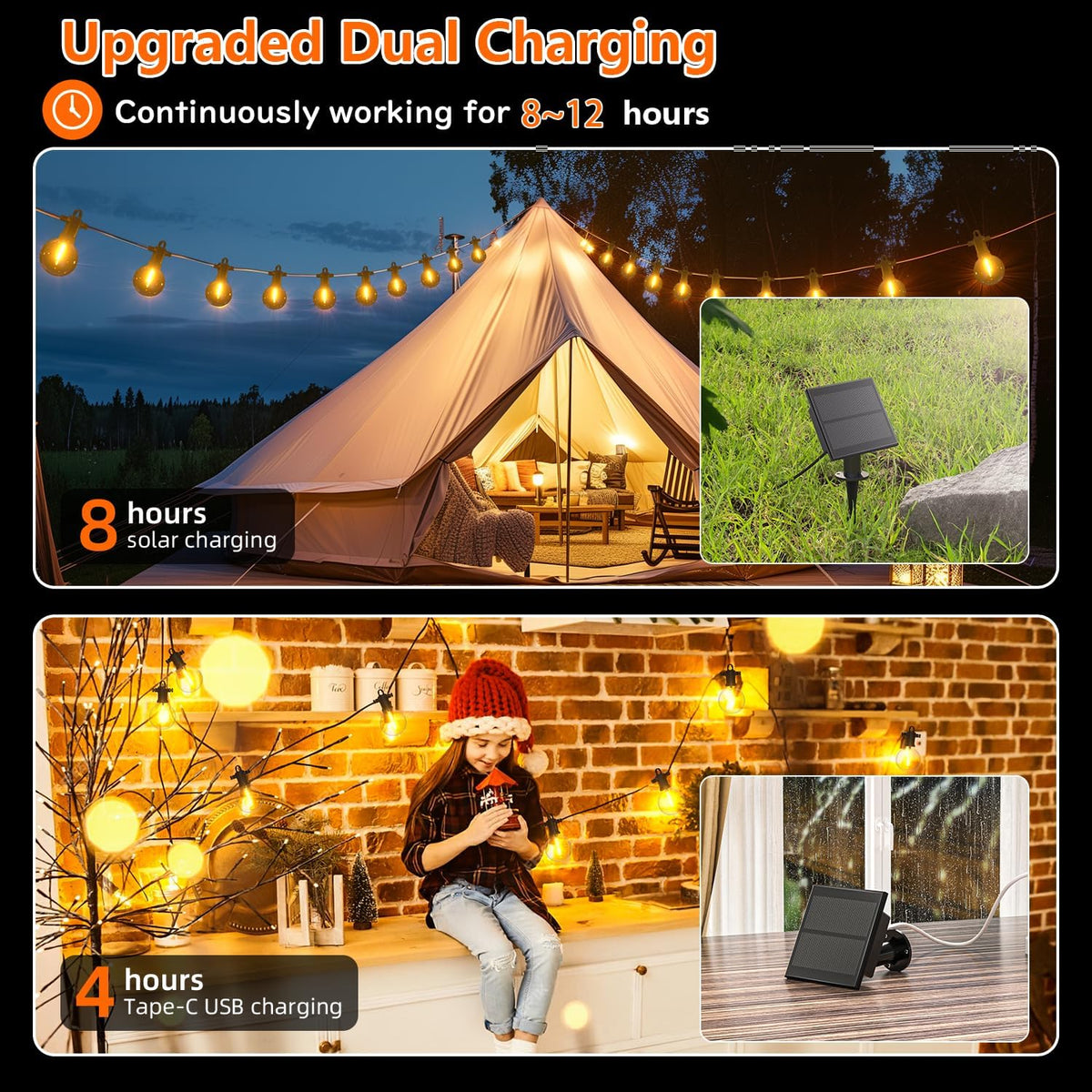 Kawaya Outdoor String Lights, LED Patio Light, Shatterproof Edison Globe Bulbs - IP65 Waterproof