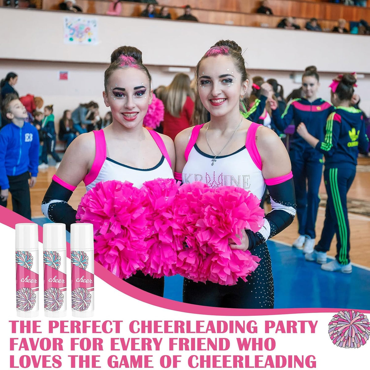 24 Pcs Cheer Lip Balm Cheer Teams Camp Gifts Pom Pom Leaders Party Favors Gear Lip Balm Mom Gift