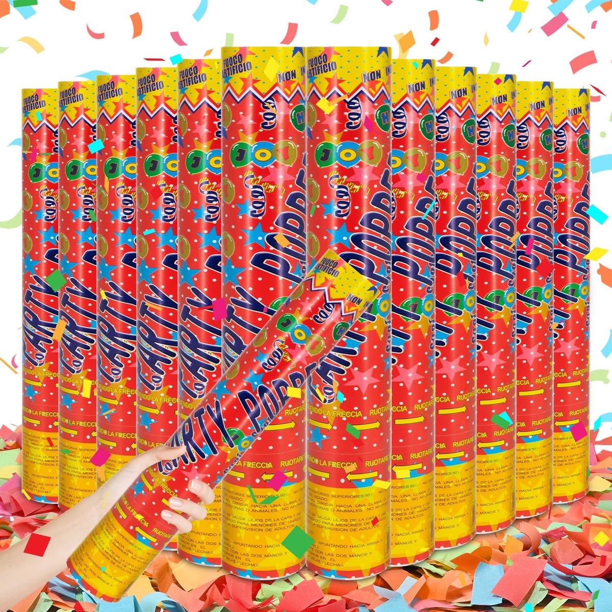 12Pack Confetti Cannon Multicolor Party Confetti Shooters Biodegradable Confetti Poppers 12Inch
