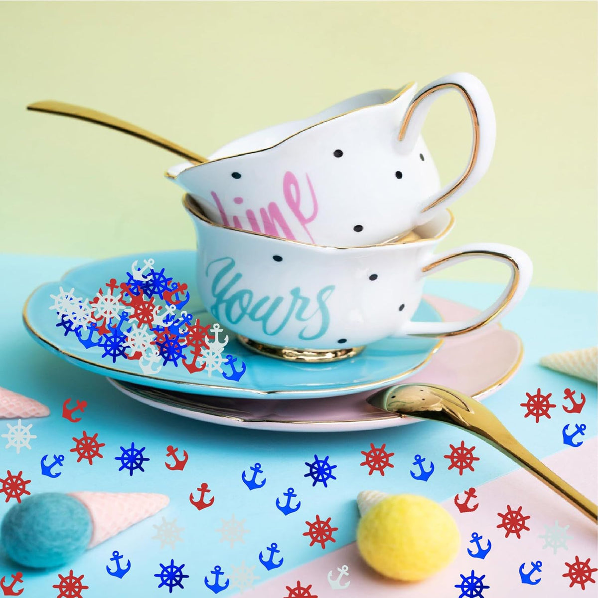 Confetti Anchor Rudder Party Favor Table Metallic Foil Party Decoration Nautical Baby Shower