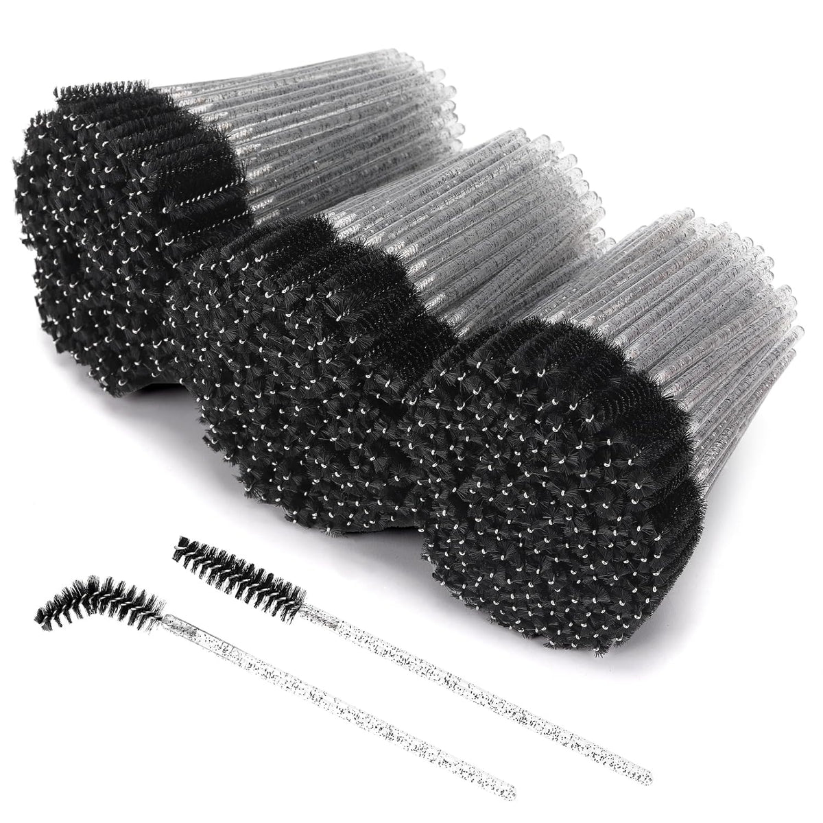 Tbestmax 800 Disposable Mascara Wands, Spoolies Brush for Eyelash Extensions, Crystal Black Spooly
