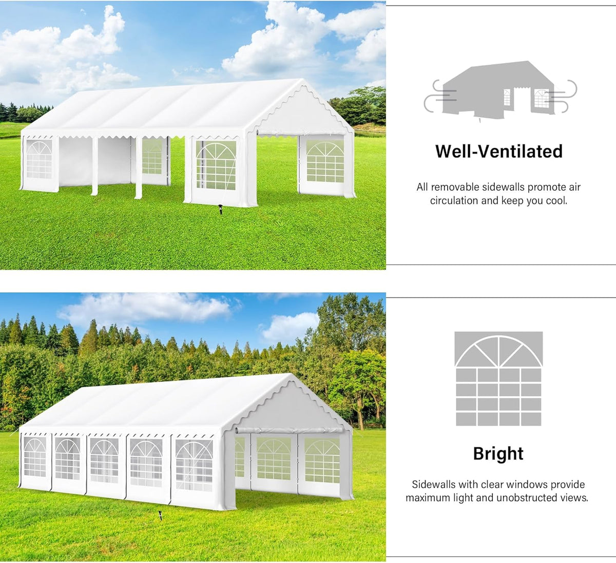 HERA'S PALACE 16'x 32' Outdoor Tents for Parties Large Canopy Tent with 12 Removable Sidewalls