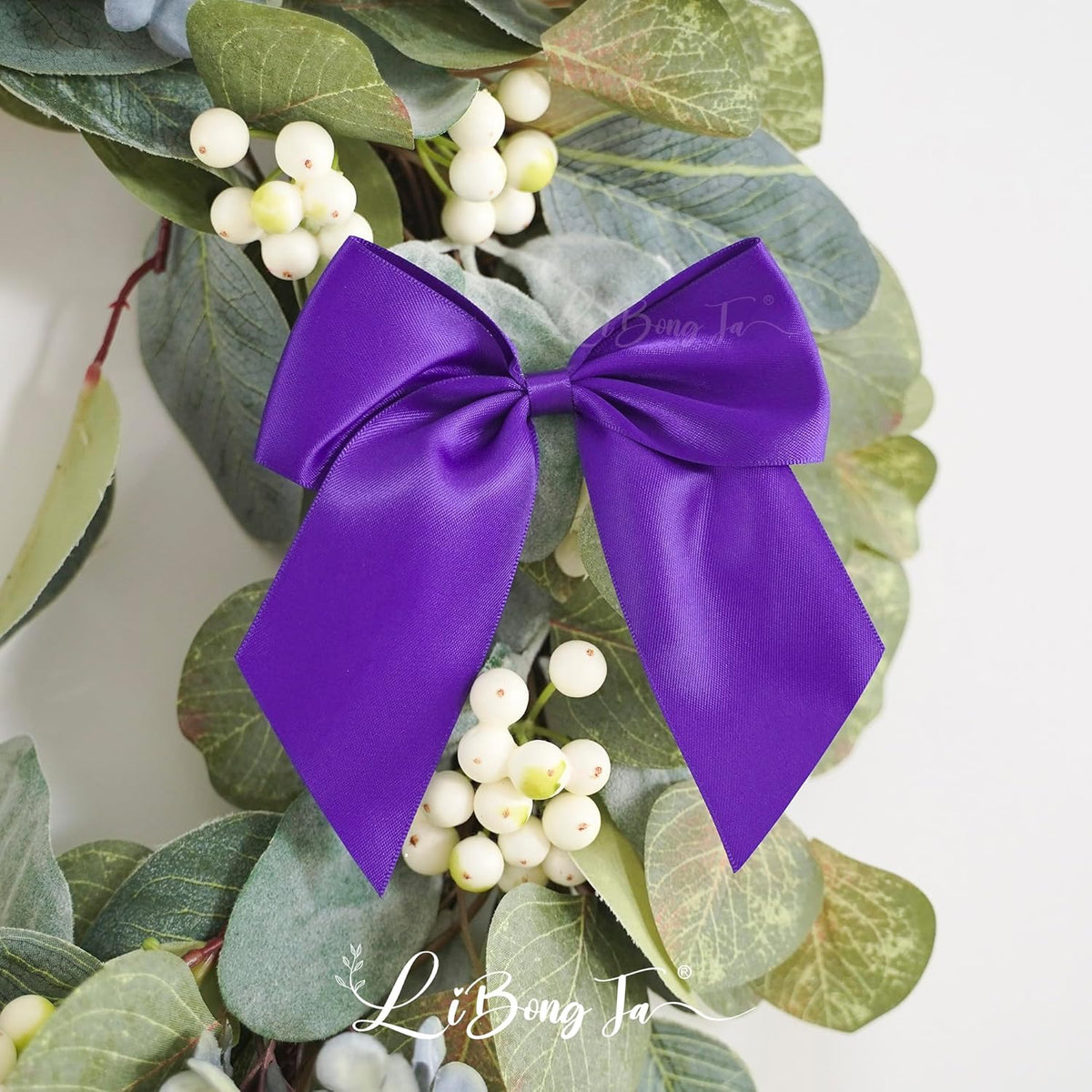 5'' Purple Bow Party Decorations Satin Bows, Twist Tie Bows for Treat Bags, Cake Pops, Pre-Tied Bow