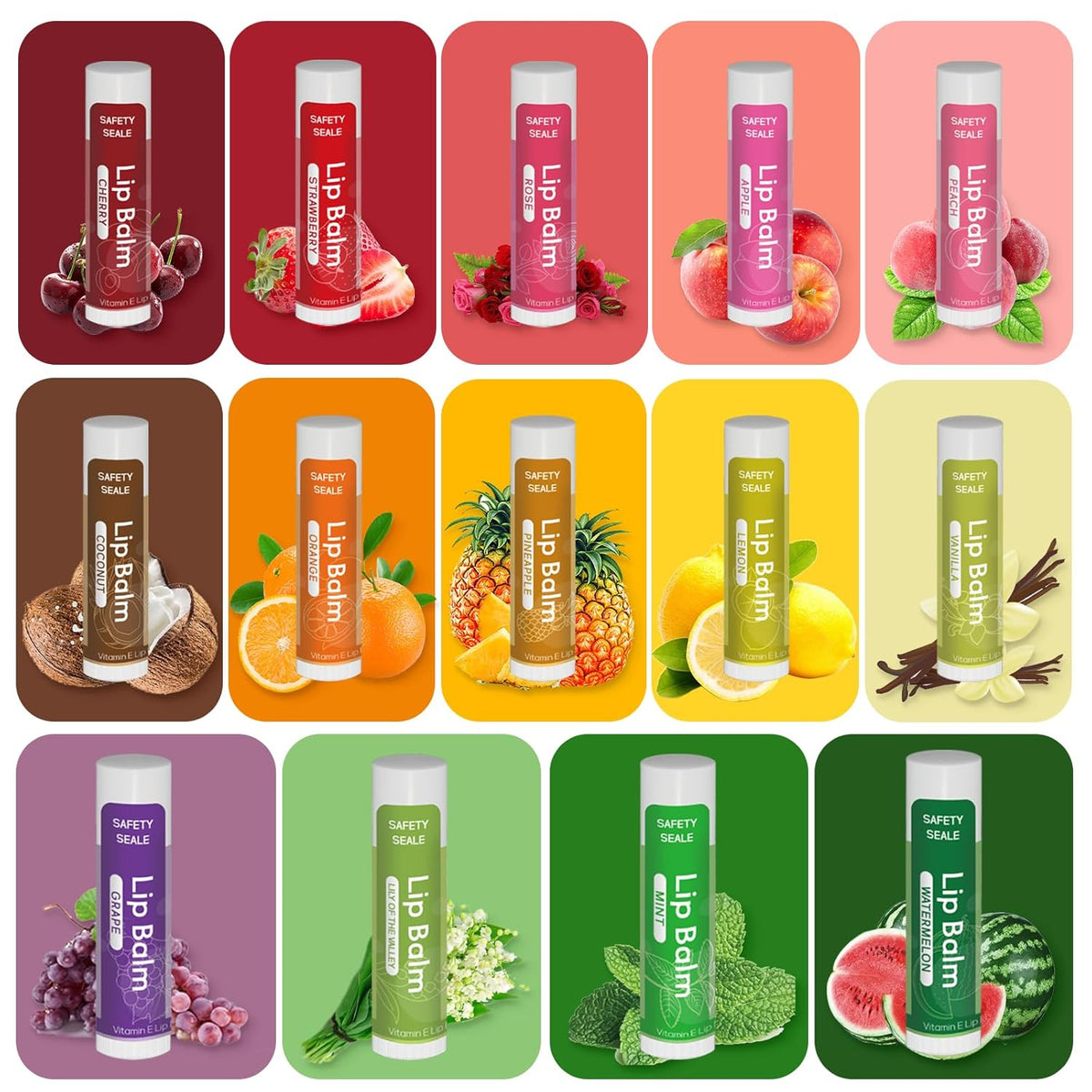 98 Pack Natural Lip Balm Bulk with Vitamin E and Coconut Oil - Moisturizing, Soothing, and