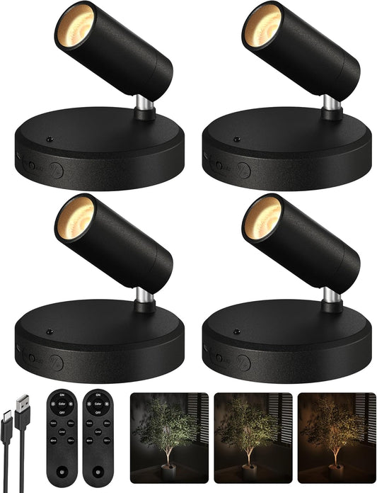 EZVALO Spotlights Indoor with Remote,5500mAh Rechargeable Picture Lights, Wireless LED Uplighting