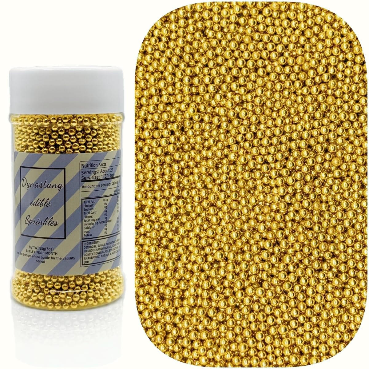 Dynastang 2mm Super Gold Pearls Sprinkles Edible Pearls Cake Decorating Stars Cake Decorations