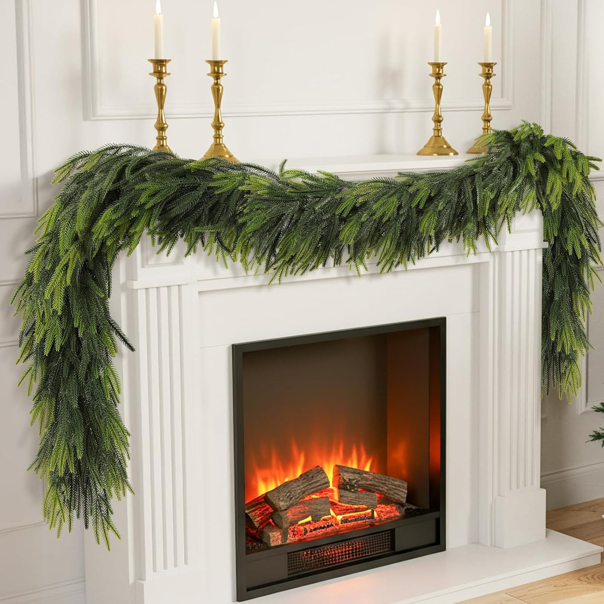 N&T NIETING 6FT Christmas Norfolk Pine Garland Real Touch Pine Artificial Faux Greenery Garlands