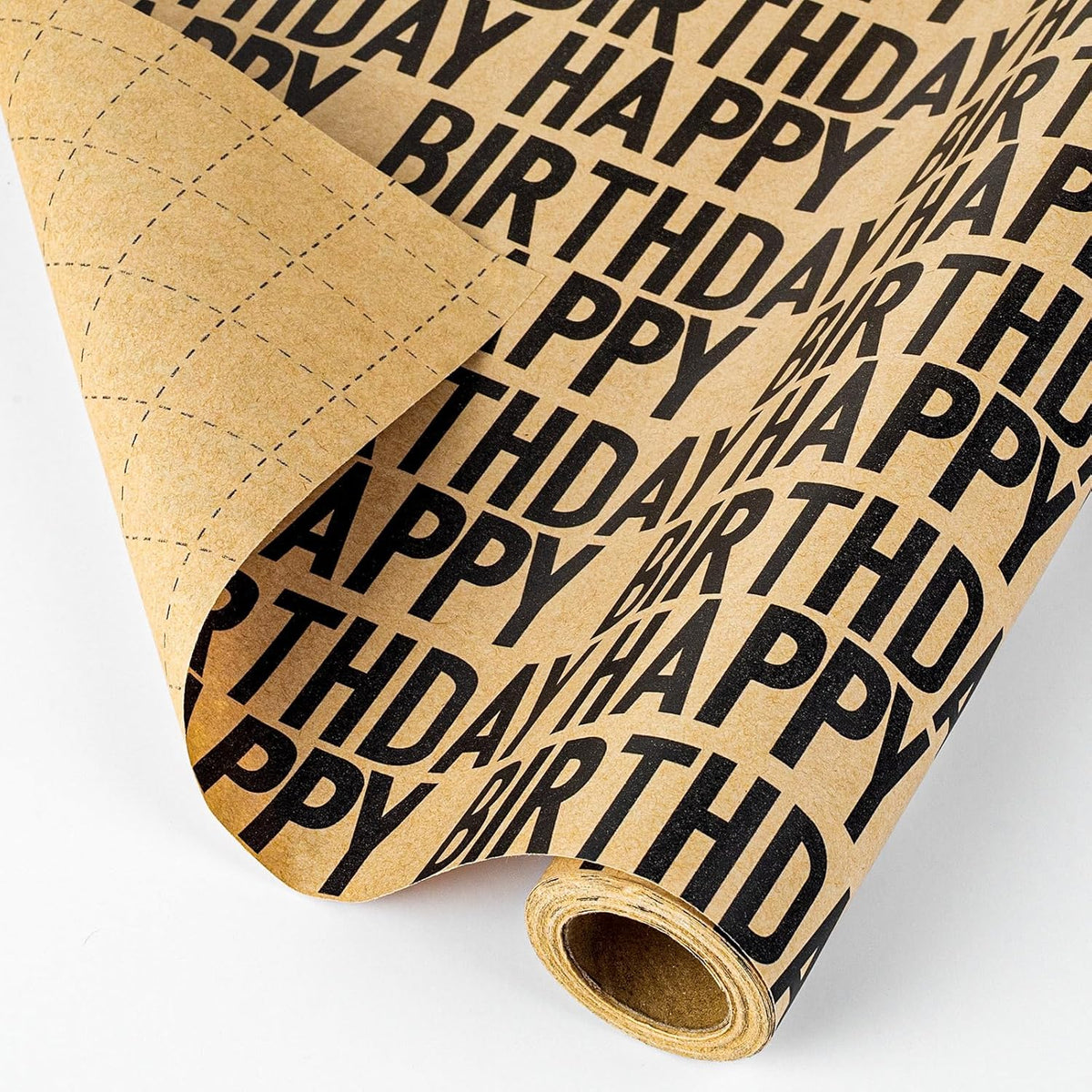 Yarcony Birthday Kraft Wrapping Paper Roll, Mens Gift Wrapping Paper - 17 Inch x 33 Feet - Vintage