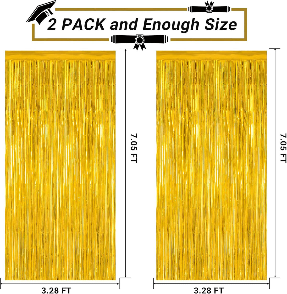 4 Pack 2025 Graduation Party Decorations, 3.28 x 7.05 Feet Gold Grad Curtains, Metallic Gold