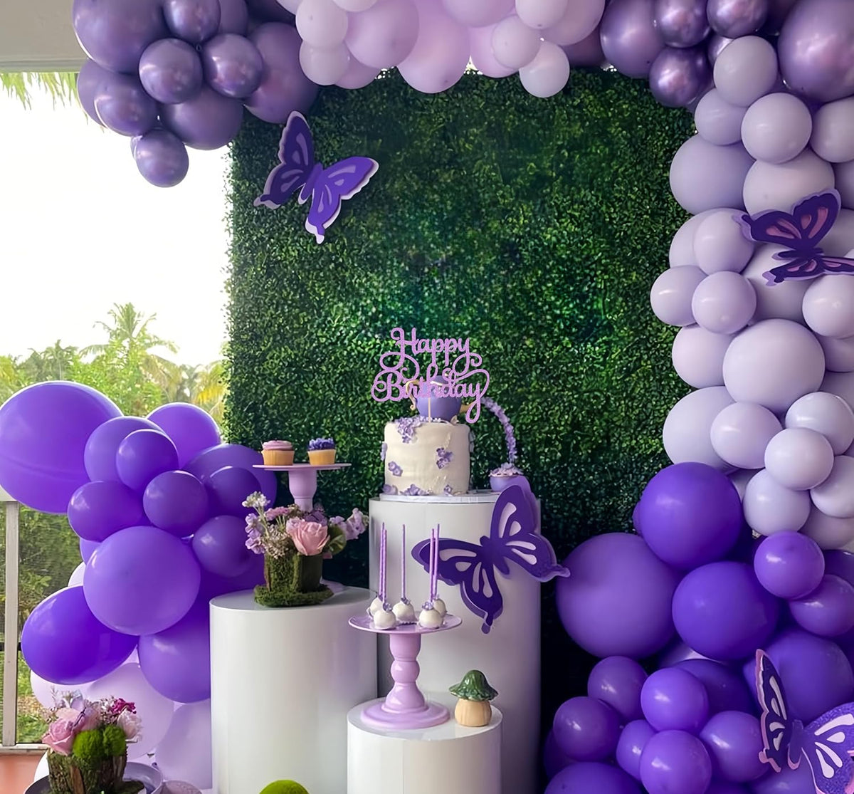 Happy Birthday Cake Topper - Purple Glitter Birthday Party Cake Decoration Supplies - Happy