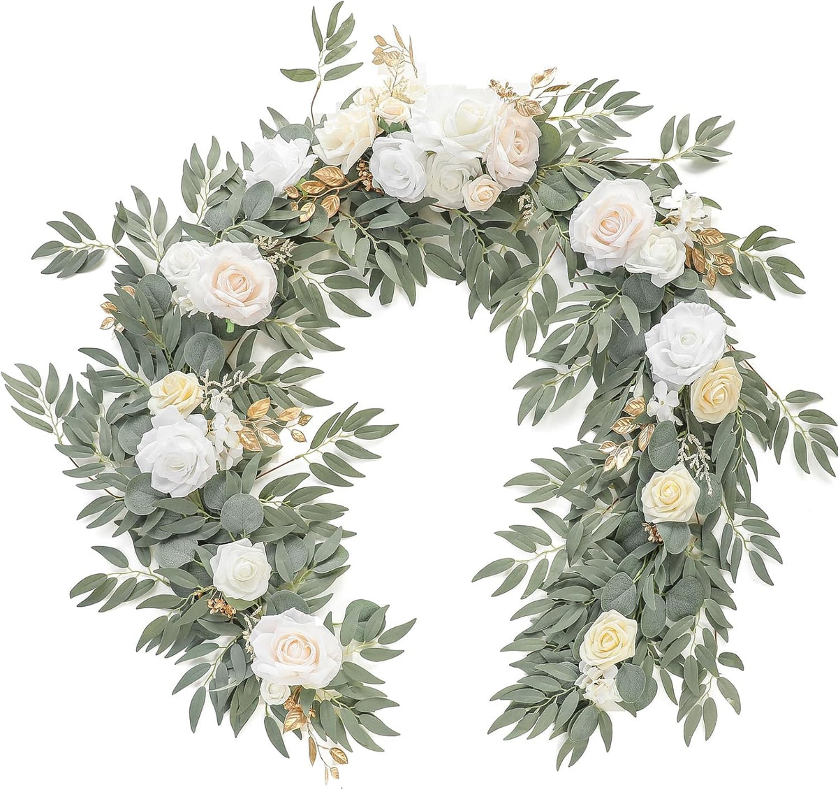 Floroom 6ft Artificial Eucalyptus Garland with Flowers Fake Greenery Faux Floral Vine Garland for