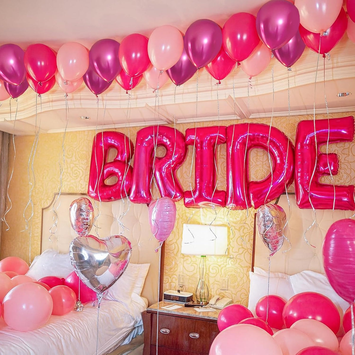Patimate Pink Balloons Set, 50 pcs 12 inch Metallic Pastel Hot Pink Latex Balloons Kit for Girls