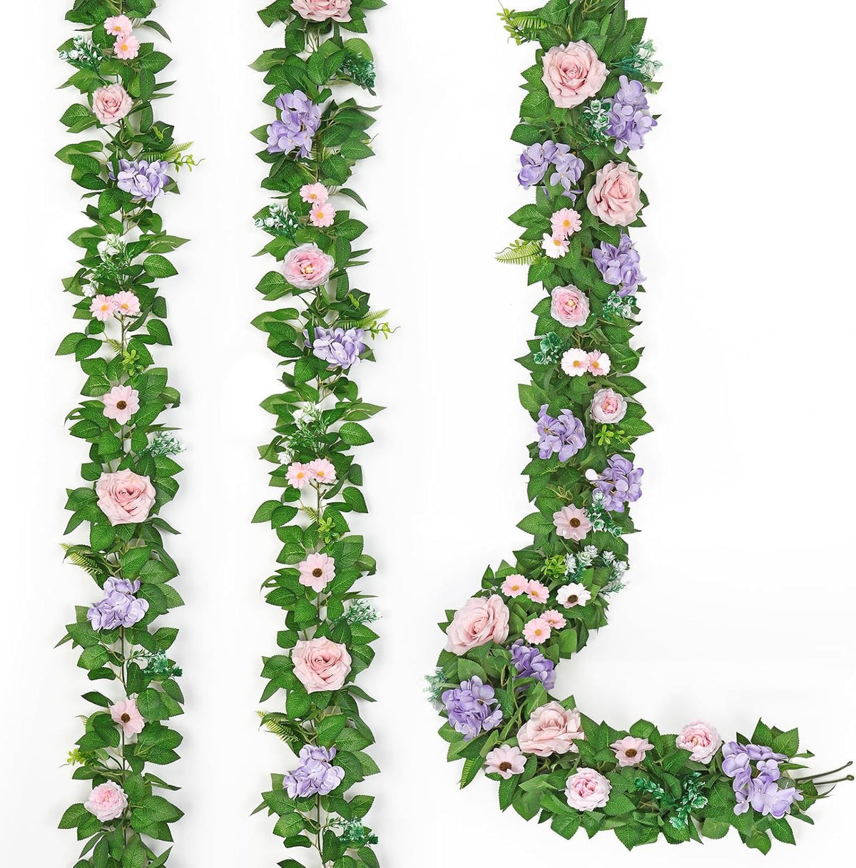 Dremisland 2PCS Artificial Rose Vine Fake Flower Garland 6FT Faux Silk Rose Hanging Vine Floral
