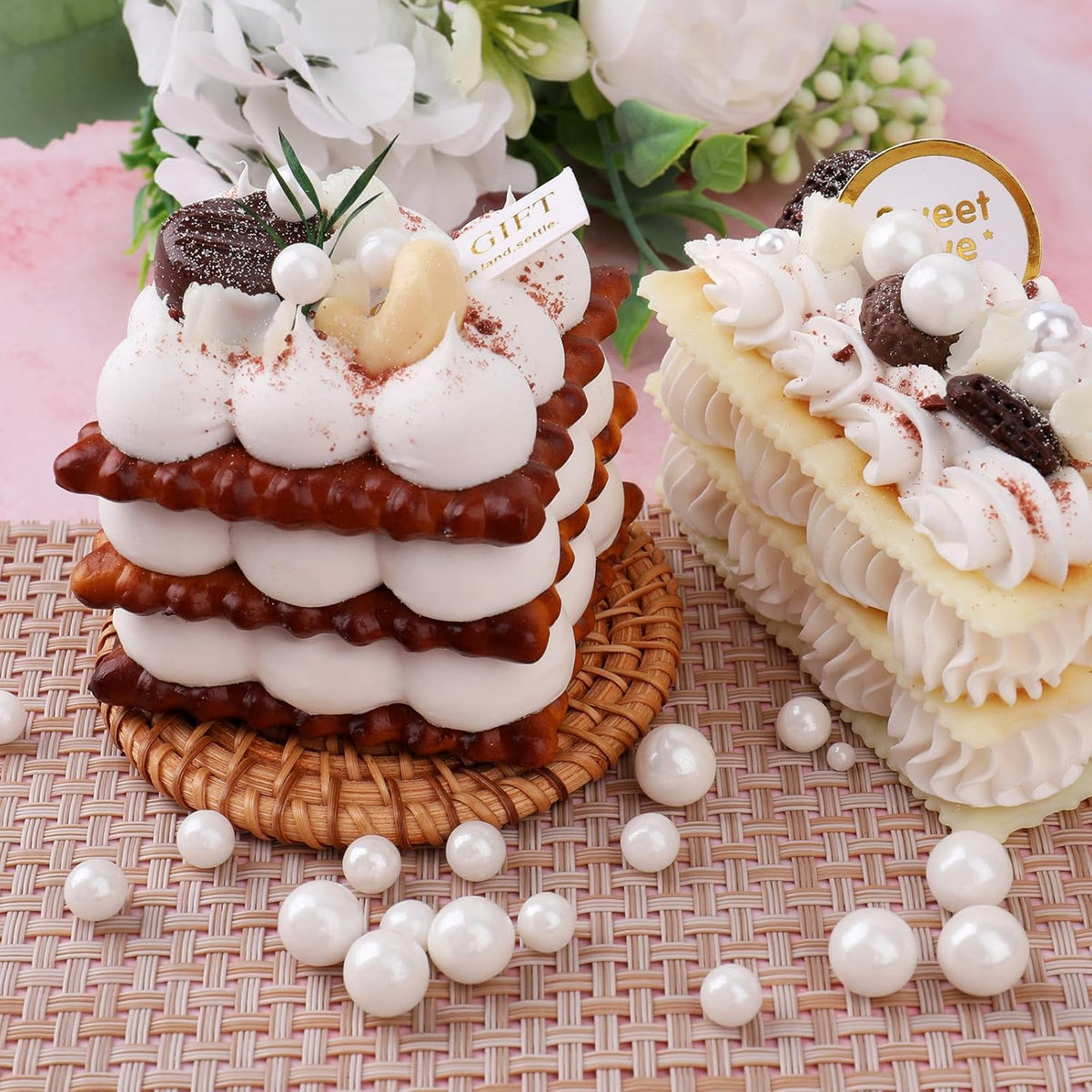 White Pearl Sprinkles for Cake Decorating, 11.3 Oz Edible Pearls Sugar 4 Sizes Gift Box Set for