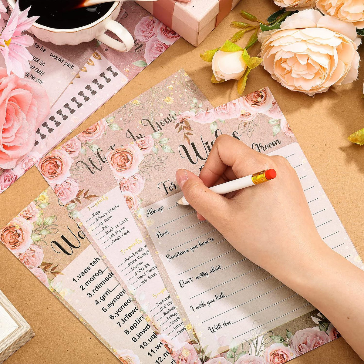 Teling 145 Pieces Bridal Shower Game Bridal Shower Favors Set Wedding Games Cards and Pencils for