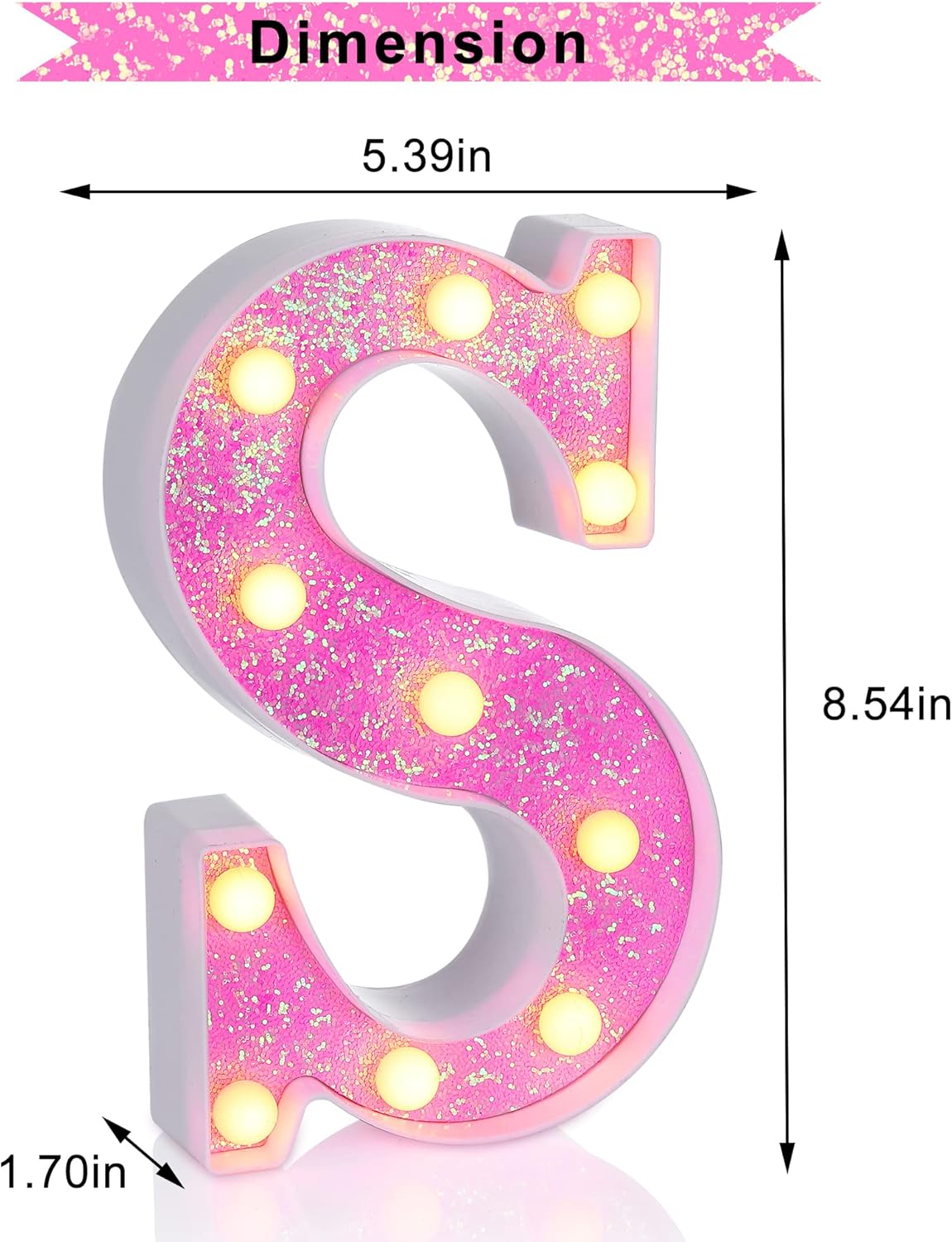 Foaky Pink Light up Letters，Pink Party Decorations,Girls Room Decor,Glitter Light Up
