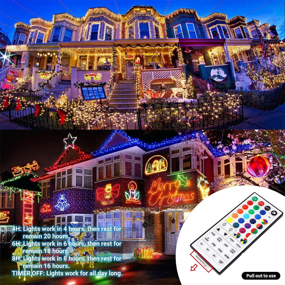 LJLNION 98.5ft Christmas Lights Color Changing with Remote, 300 LED RGB Fairy String Lights
