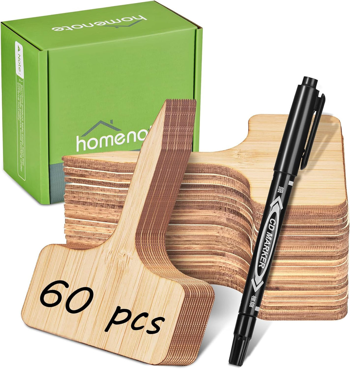 Homenote Bamboo Plant Labels 60Pcs Plant Tags for Seedling T-Type Tags for Plants Outdoor Garden