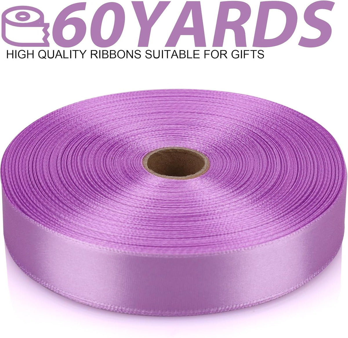 Lilac Purple 7/8 Inch 60 Yards Satin Craft Ribbon - Single Face Polyester for Gift Wrapping
