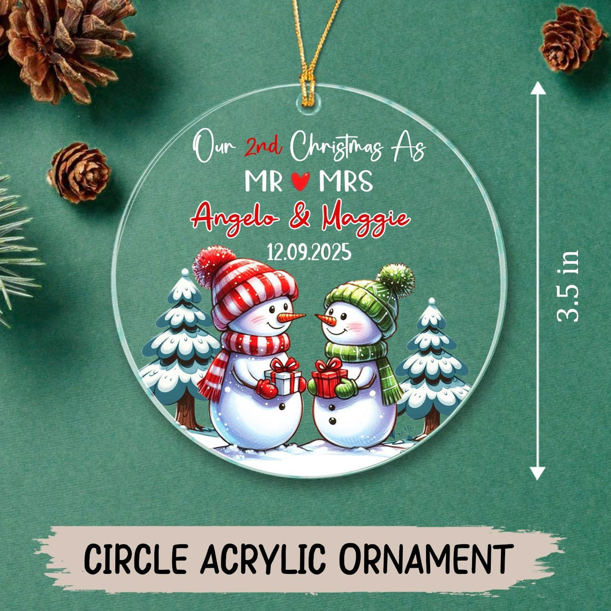 Our 2ND Christmas As Mr & Mrs Ornaments Gift for Boyfriends Girlfriend, Personalized Date/Name Mr &