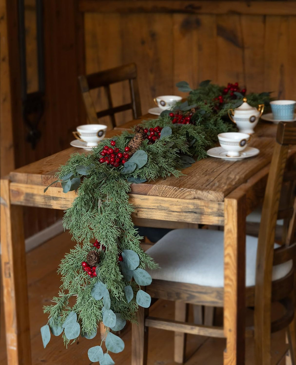 6.3FT Christmas 108 Branch Tips Artificial Cedar Garland, Anna's Whimsy Artificial Pine Cypress