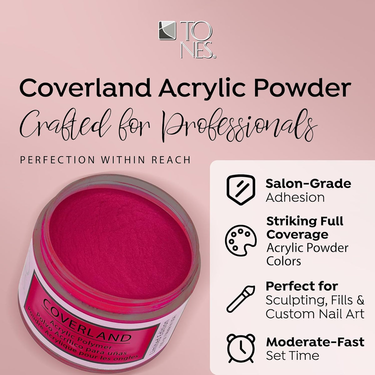 Tones Coverland Acrylic Nail Powder "Viva Magenta" - Limited Edition Acrylic Powder for Nail