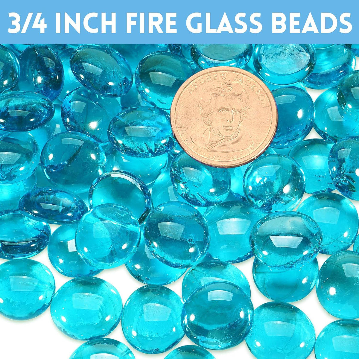Fire Glass, Caribbean Blue Fire Rocks for Propane Firepit, Fireplace and Outdoor Decorative. 3/4
