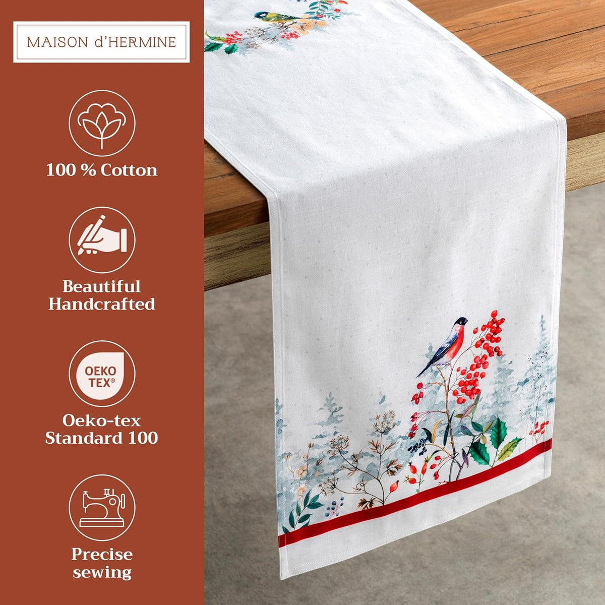 Maison d' Hermine Table Runner 100% Cotton Double Layer Table Runners 108 inches Long Decorative