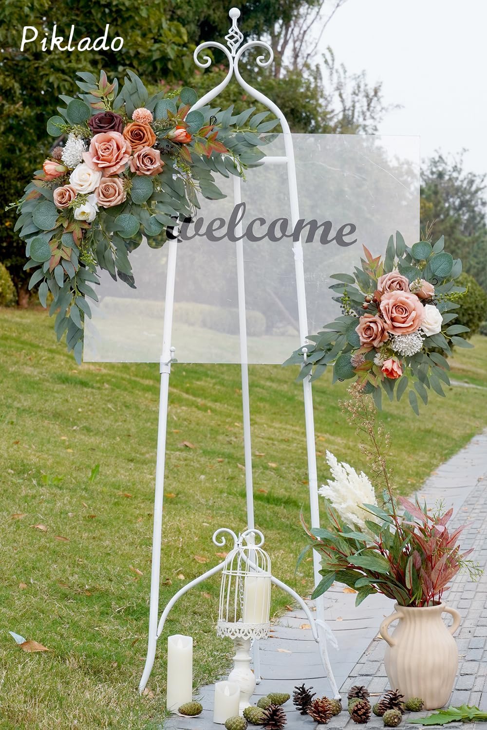 Faux Flower Swag Set of 2 for Wedding Welcome Signs Floral Swag Wedding Reception Ceremony Signs