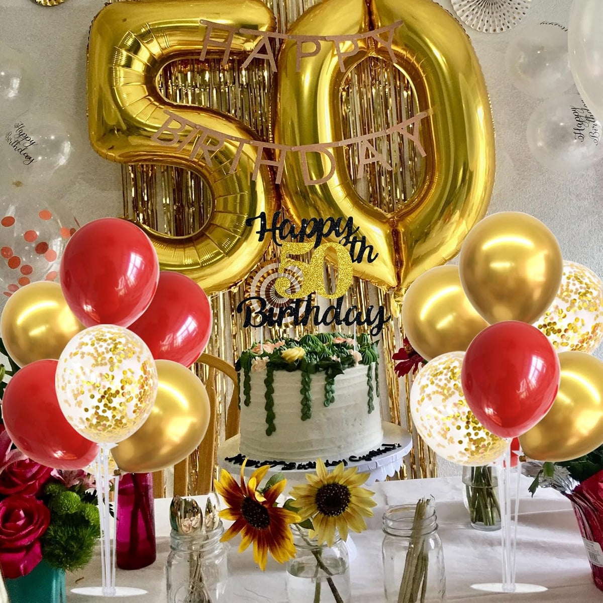 TONIFUL Red and Gold Balloon Stand Kit with Balloons for 2025