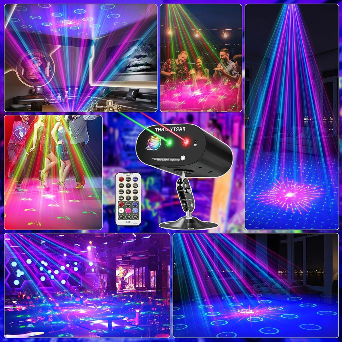 DJ Disco Ball Party Lights with Sound-Activated Remote, Durable ABS RGB LED Strobe Stage Lighting