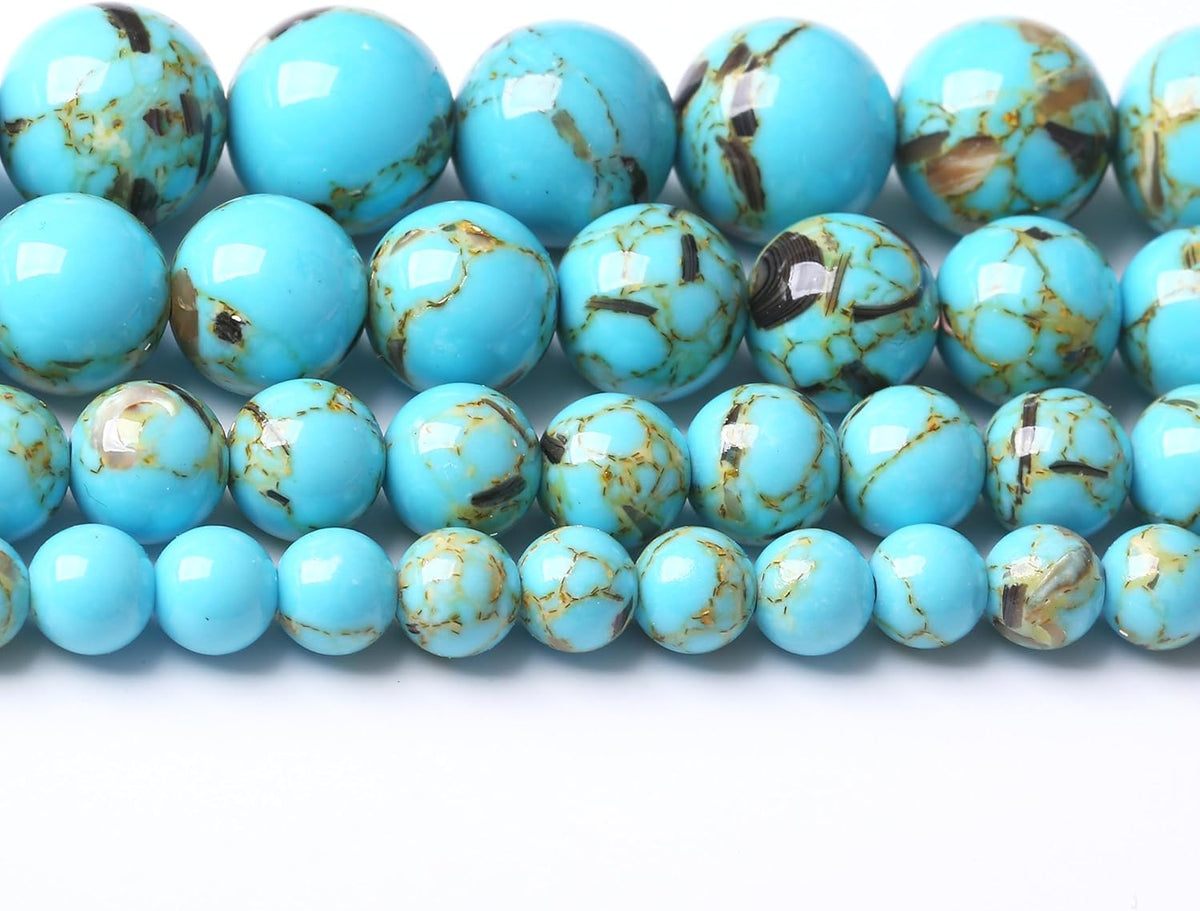 Blue Shell Turquoise Stone Beads Gemstone Round Crystal Energy Jade Beads Stone Beads for Jewelry
