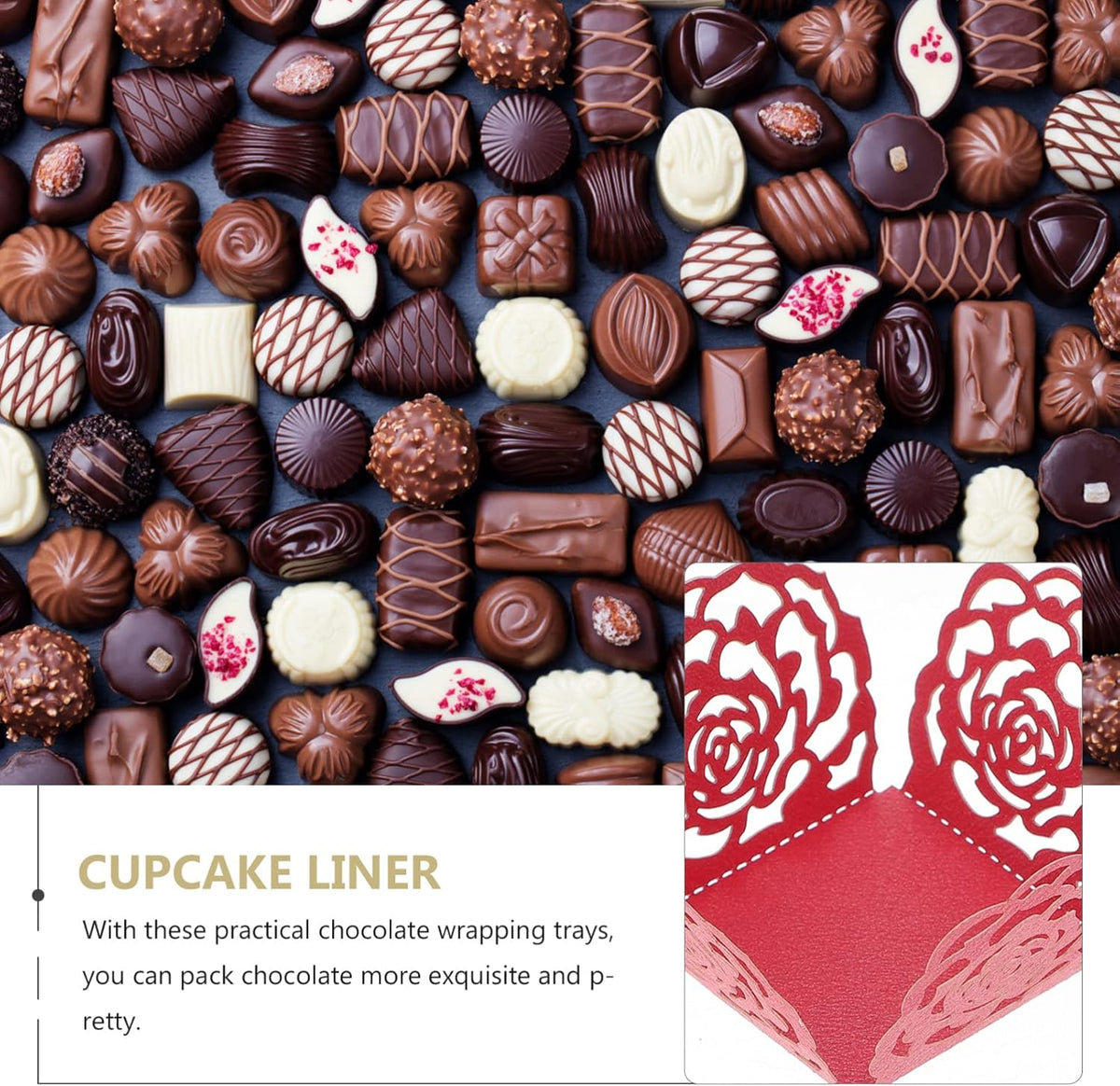 50Pcs Truffle Cupcake Wrapper Liners, Paper Chocolate Candy Wrappers, Peanut Liners Dessert Tray