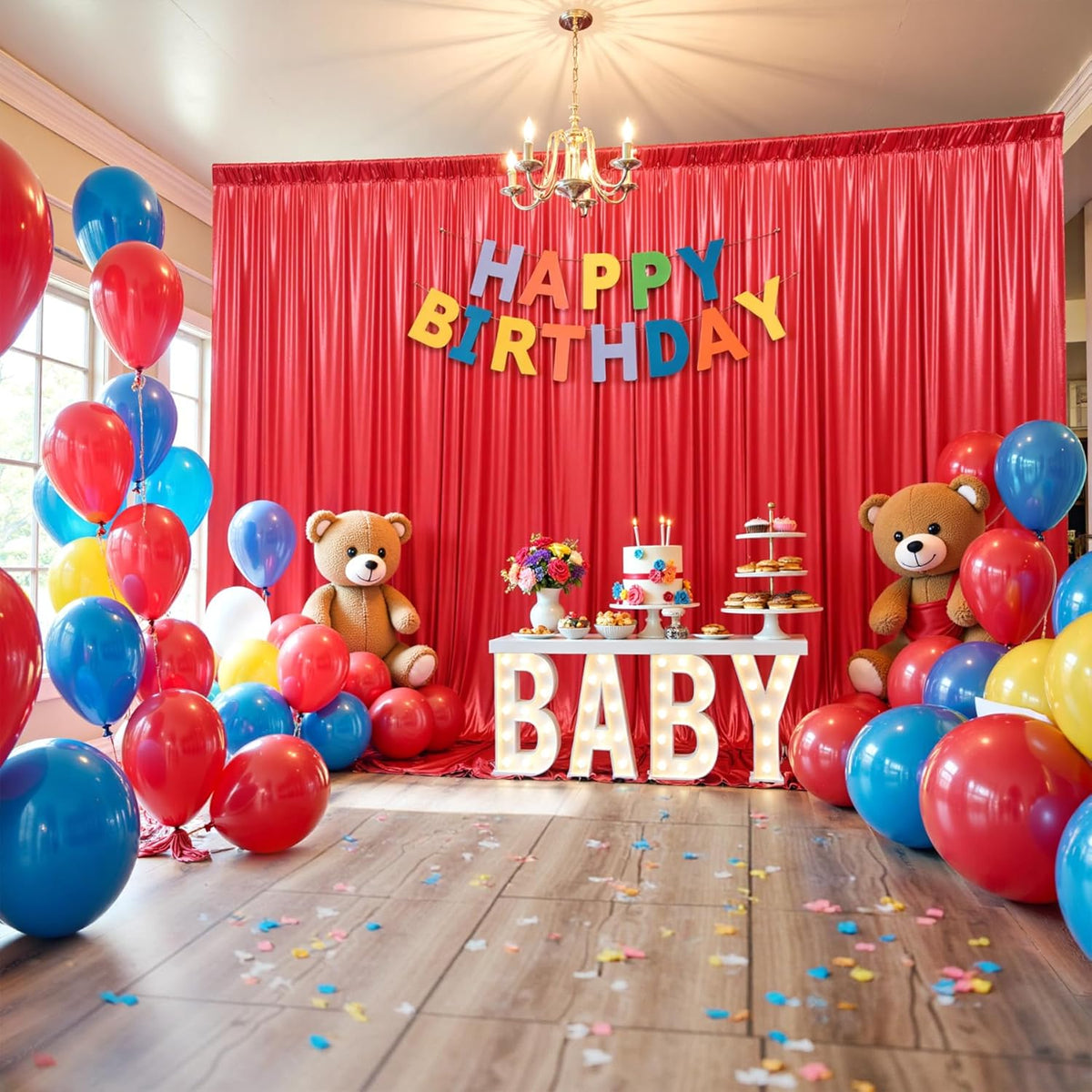 20ftx10ft Red Sequin Backdrop Curtain Panels for Parties, 4 Panels Wrinkle Free Glitter Photo