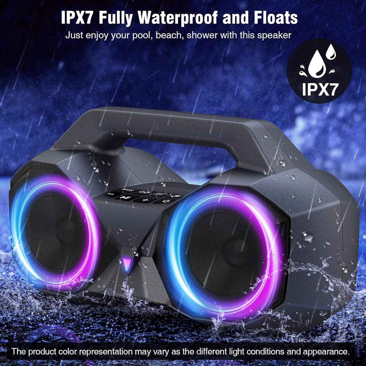 KMAG Bluetooth Speaker Wireless, 80W Loud Speaker with Deeper Bass, IPX7 Waterproof, 20H Playtime
