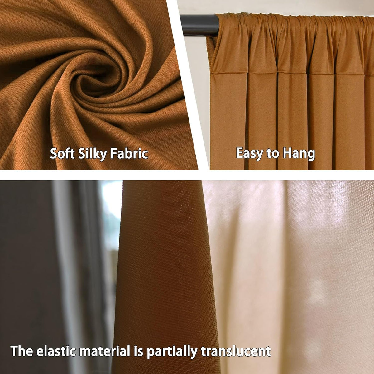 10 x 10 Feet Brown Backdrop Curtain for Partie, Background Curtains for Photoshoot, Birthday