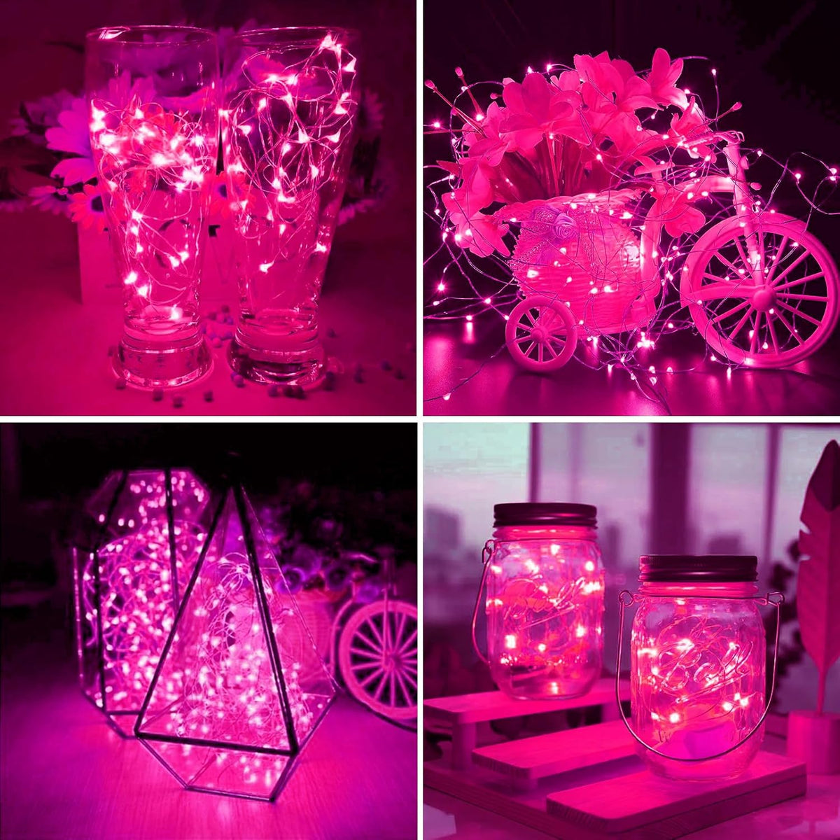 ZGWJ 8 Pack Fairy Lights Battery Operated, 7ft 20 Mini LED Fairy String Lights Silver Wire 3 Modes