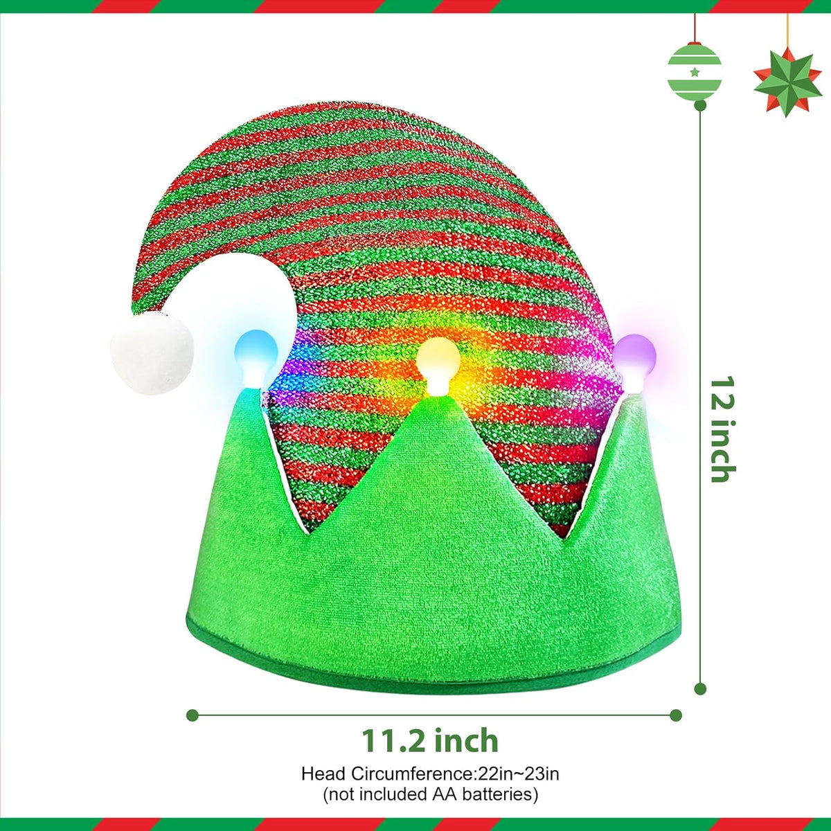 Elf Hat Felt Elf Hat with Jingle Bells Santa Hats Hat Great Holiday Party Costume New Year Gift