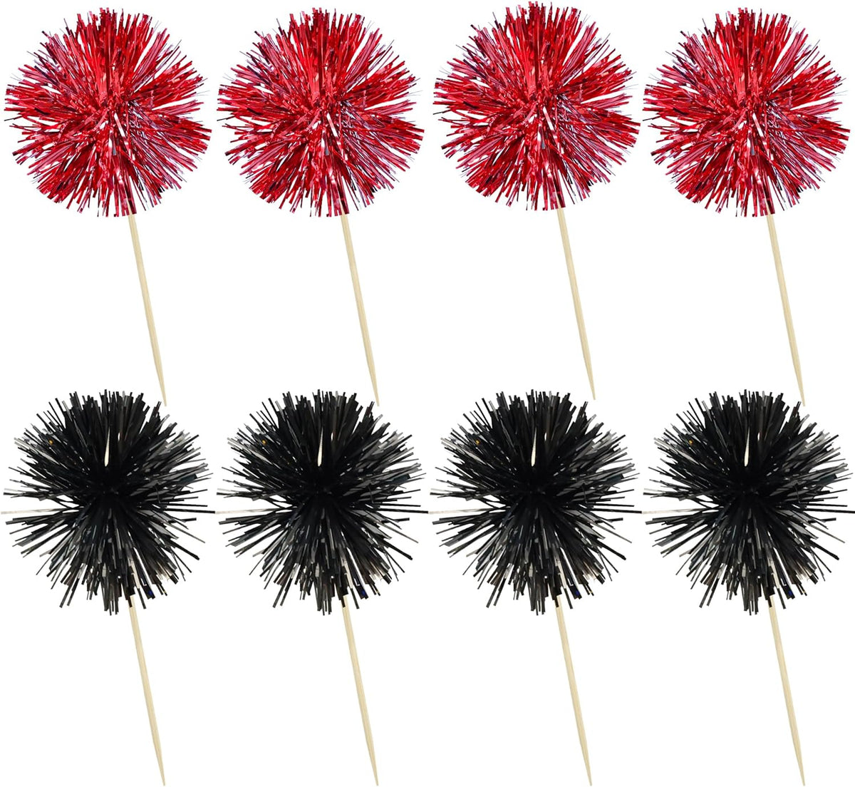 Ephlyn 30Pcs Foil Firework Cupcake Toppers Party Birthday Cake Toppers Supplies Sparkle Tinsel