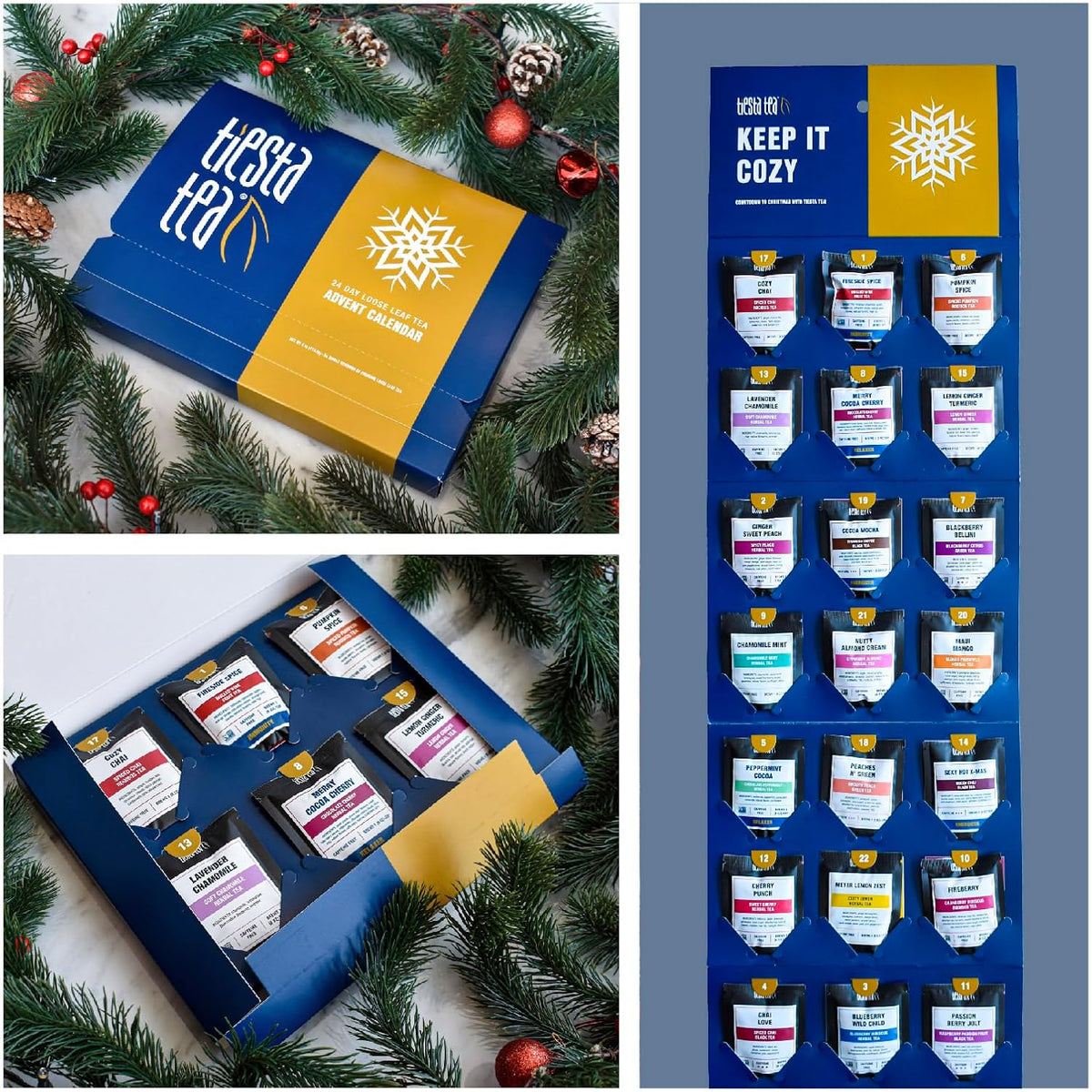 Tiesta Tea Advent Calendar 2025, Loose Leaf Herbal Tea Variety Pack, 24 Exquisite Loose Leaf Blends