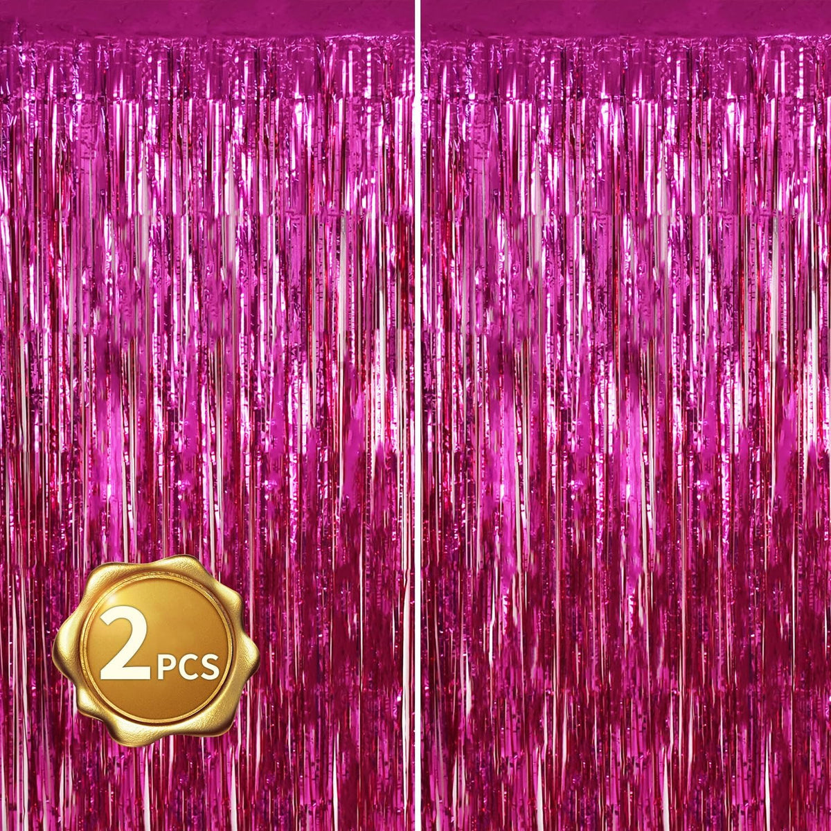 BEISHIDA 2 Pcs Hot Pink Backdrop Pink Door Streamers Tinsel Curtains Streamers Party Decoration
