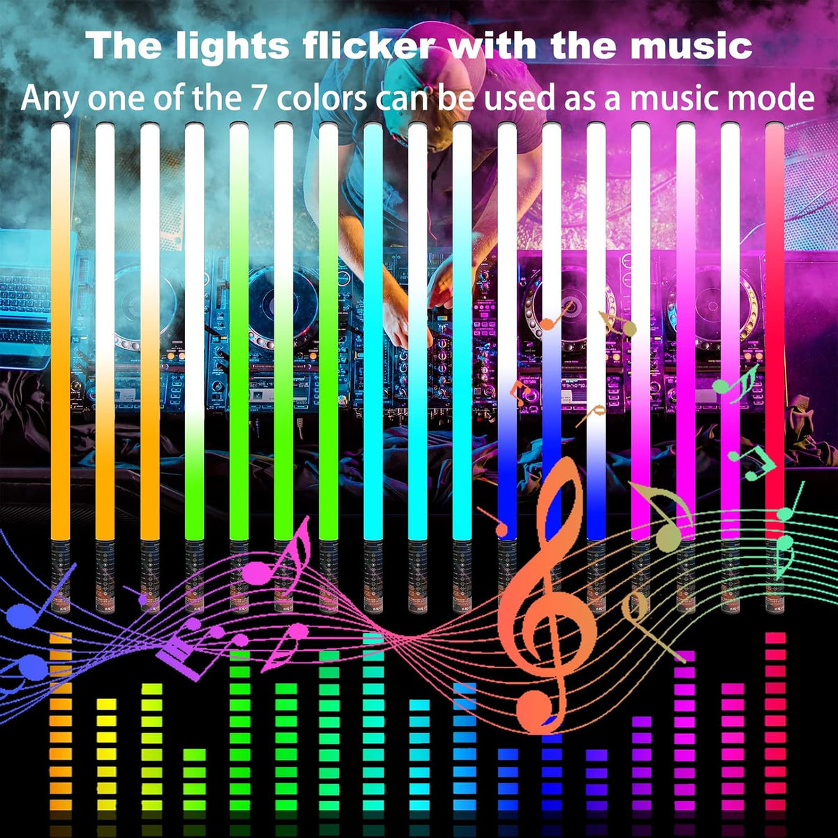 4 Pack 4ft Portable Battery Powered Tube Light 120cm Handheld LED RGB Lights Tube with Tripods, 500