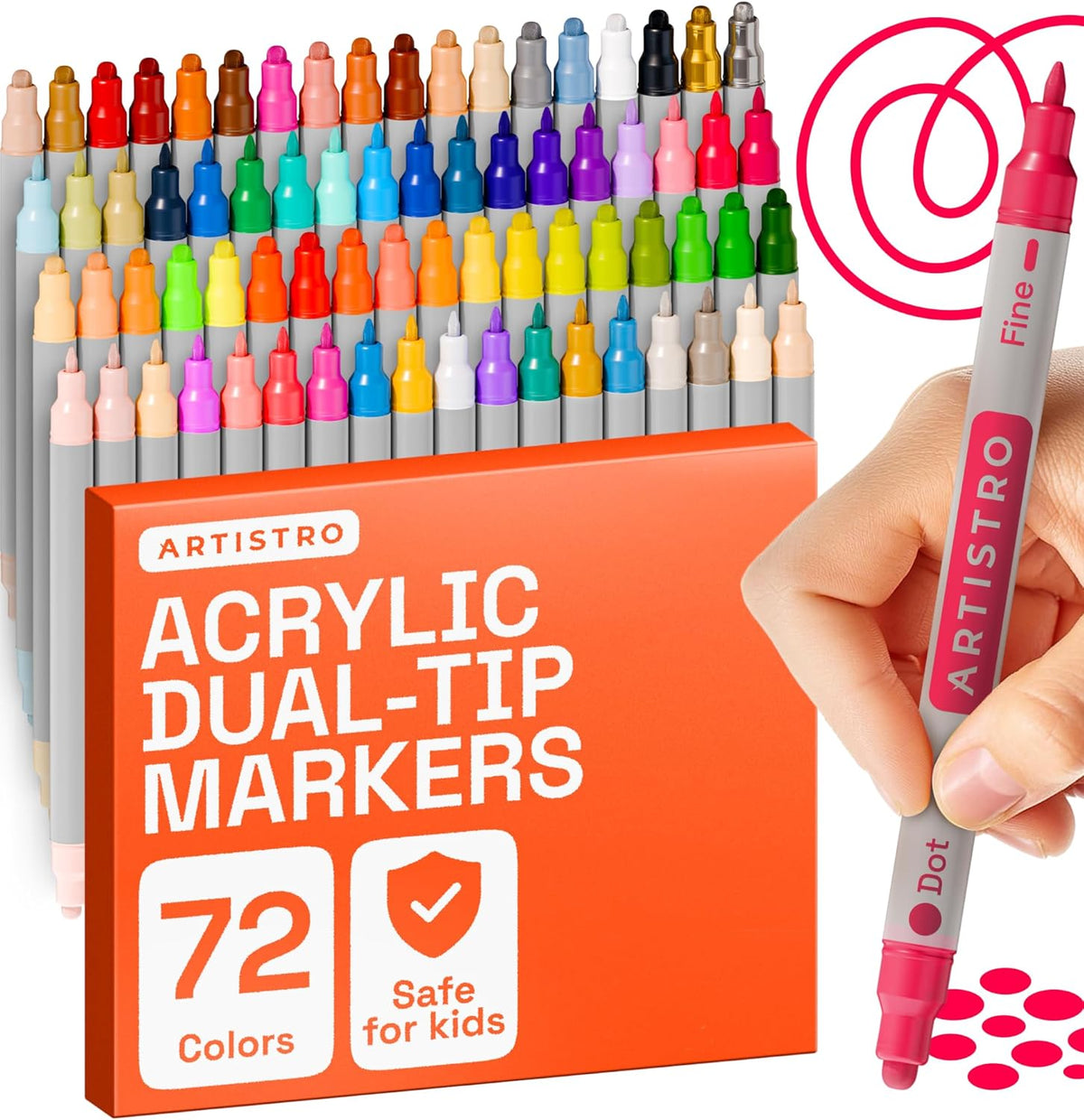 ARTISTRO Vibrant Acrylic Paint Markers for Rock, Fabric, Glass, Wood, Paper, Ceramic, Canvas & More
