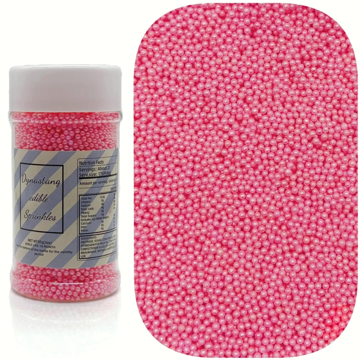 Dynastang 2mm Dark Pink Pearls Sprinkles Edible Pearls Cake Decorating Stars Cake Decorations