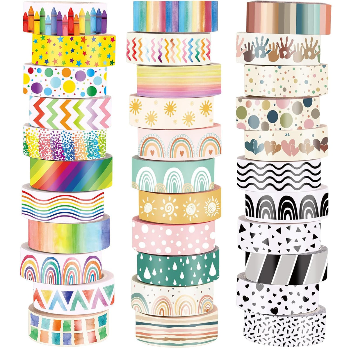 TaoBary 33 Rolls Holiday Plaid Washi Tape, 15 mm Seasonal Washi Tape Set Bohemian Colorful Vintage