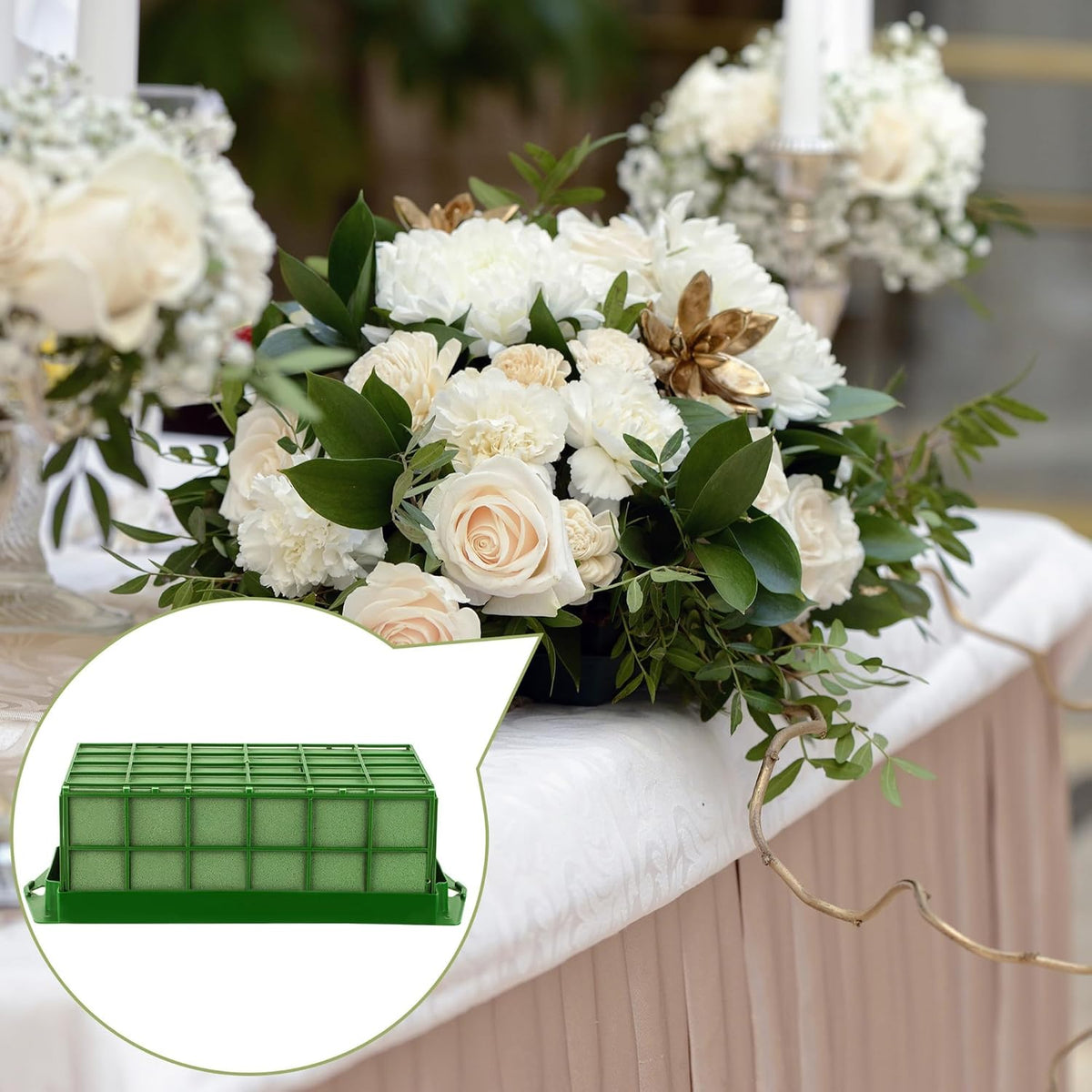 Aodaer 4 Pieces Floral Foam Cage with Floral Foam for Fresh and Artificial Flowers Rectangle Dry
