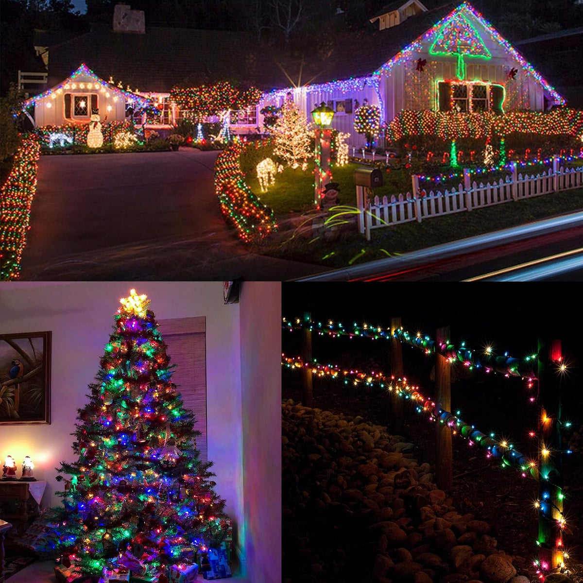 LJLNION 300 LED String Lights Outdoor Indoor, Extra Long 98.5FT Christmas Lights, 8 Lighting Modes