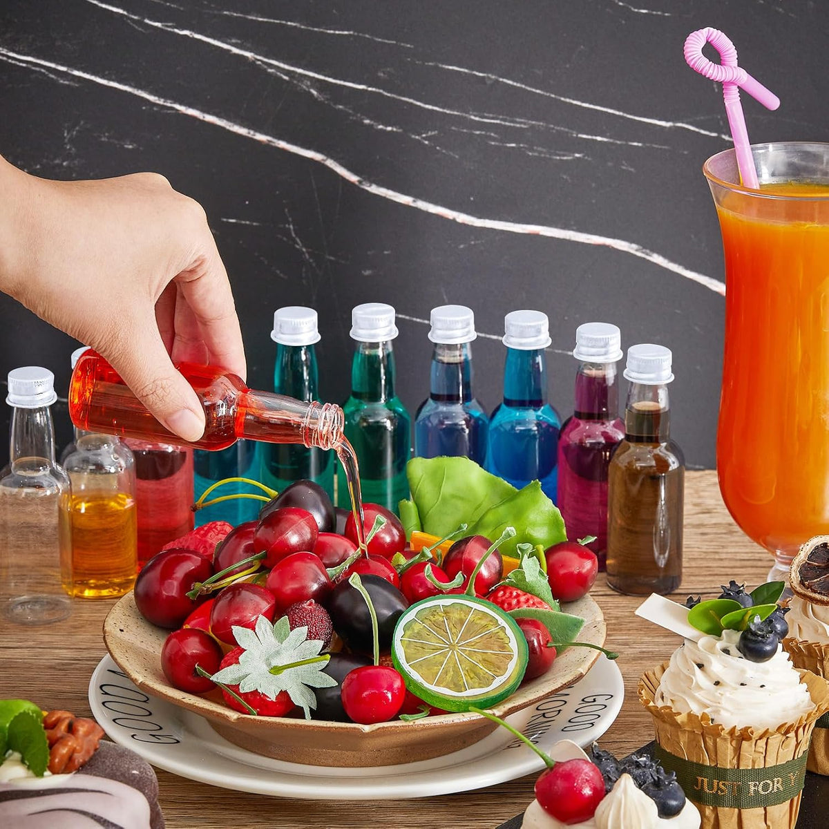 Tessco 100 Pcs Mini Liquor Bottles Plastic Mini Salad Dressing Bottle Christmas Small Shooter