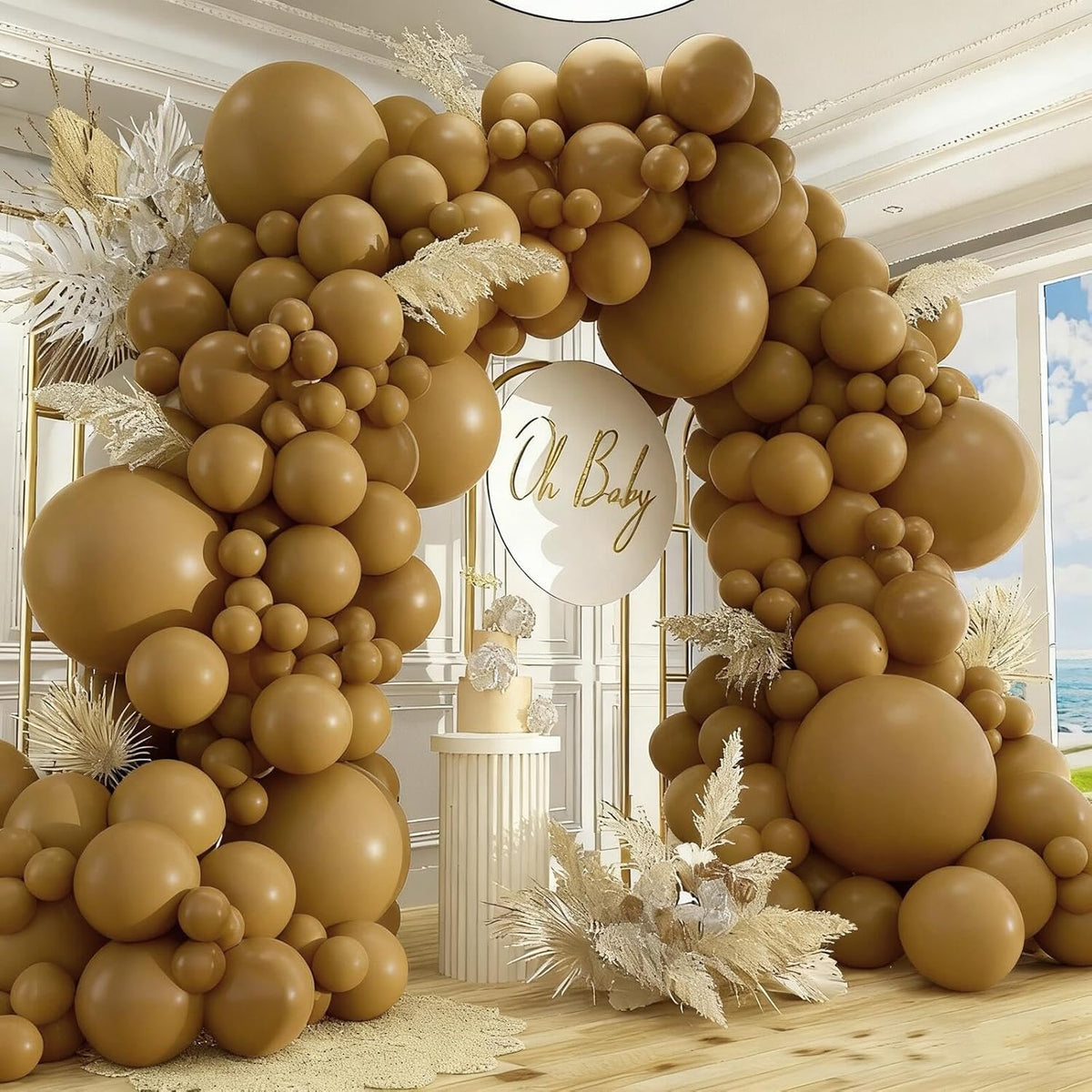 412pcs Brown Balloon Garland Arch Kit 18 12 10 5 Inch Different Sizes Matte Rretro Latex light